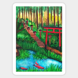 Watercolor - Japanese temple Sticker